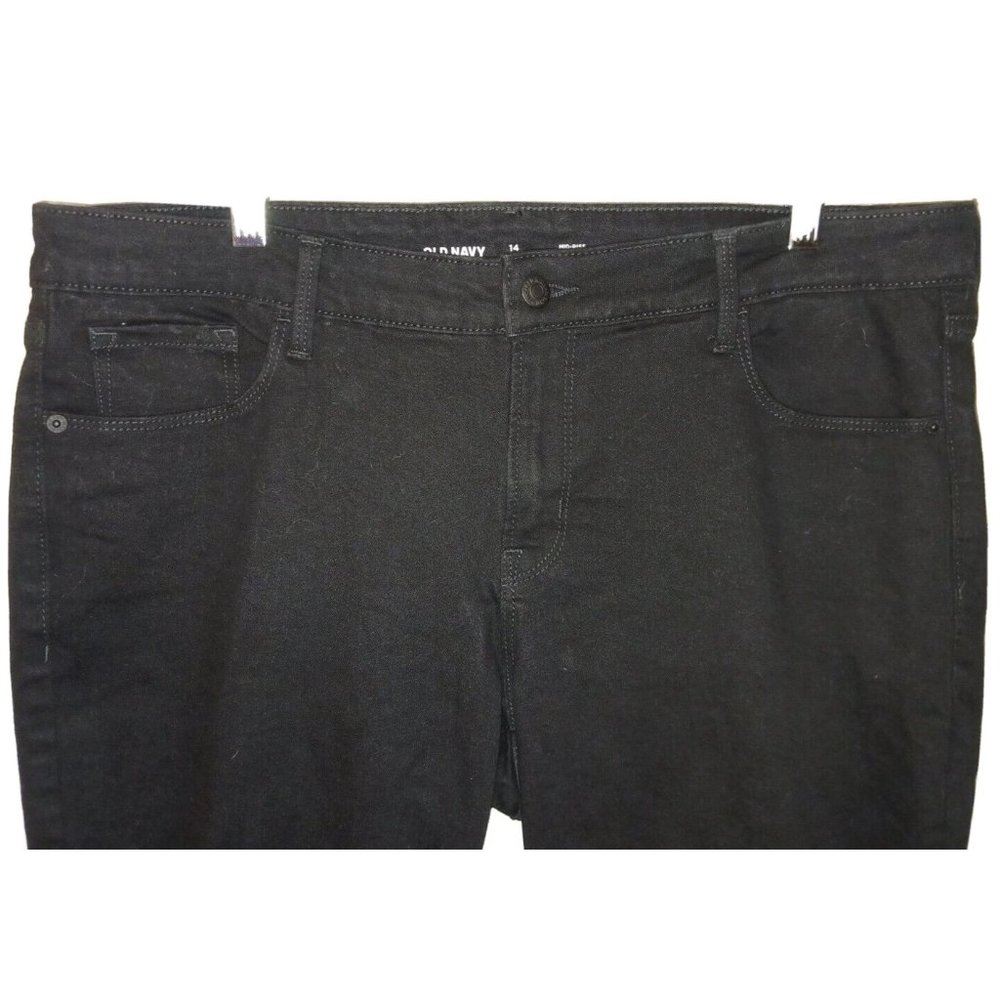 OLD NAVY 14Short Black Mid Rise Pop Icon Cotton Blend Skinny Jeans 26" inseam - Picture 3 of 6